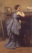Jean Baptiste Camille  Corot WOman in Blue oil painting artist
